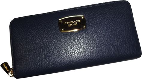 michael kors za continental genuine leather wallet navy gold